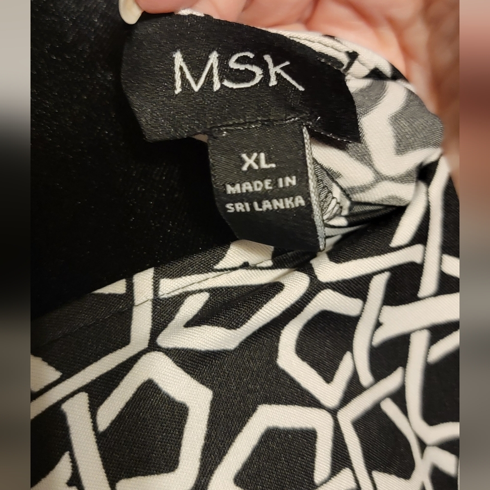 MSK Black & White Geometric Ring-Detail Women's Dress XL NWT - Picture 3 of 4